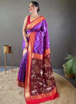 Pure Soft Silk Purple Traditional Wear Weaving Saree